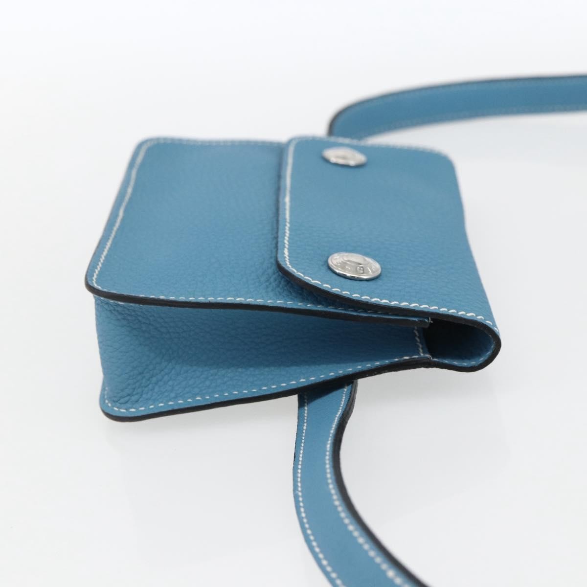 Hermès Pochette Green Waist Bag Blue Leather Good condition - Model View