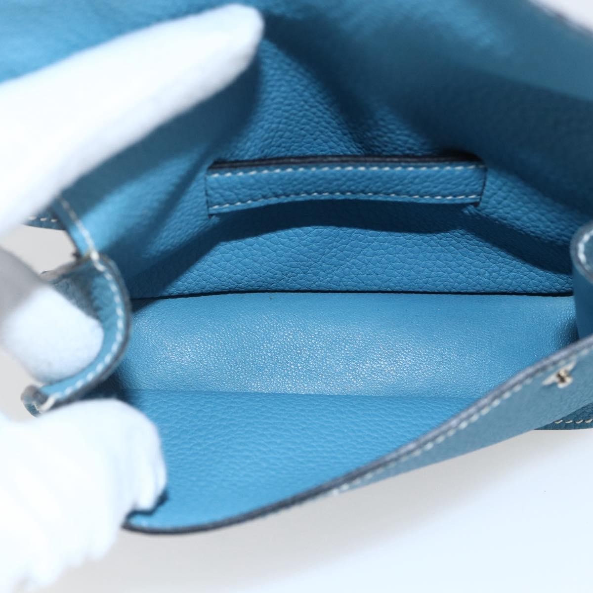 Hermès Pochette Green Waist Bag Blue Leather Good condition - Box View