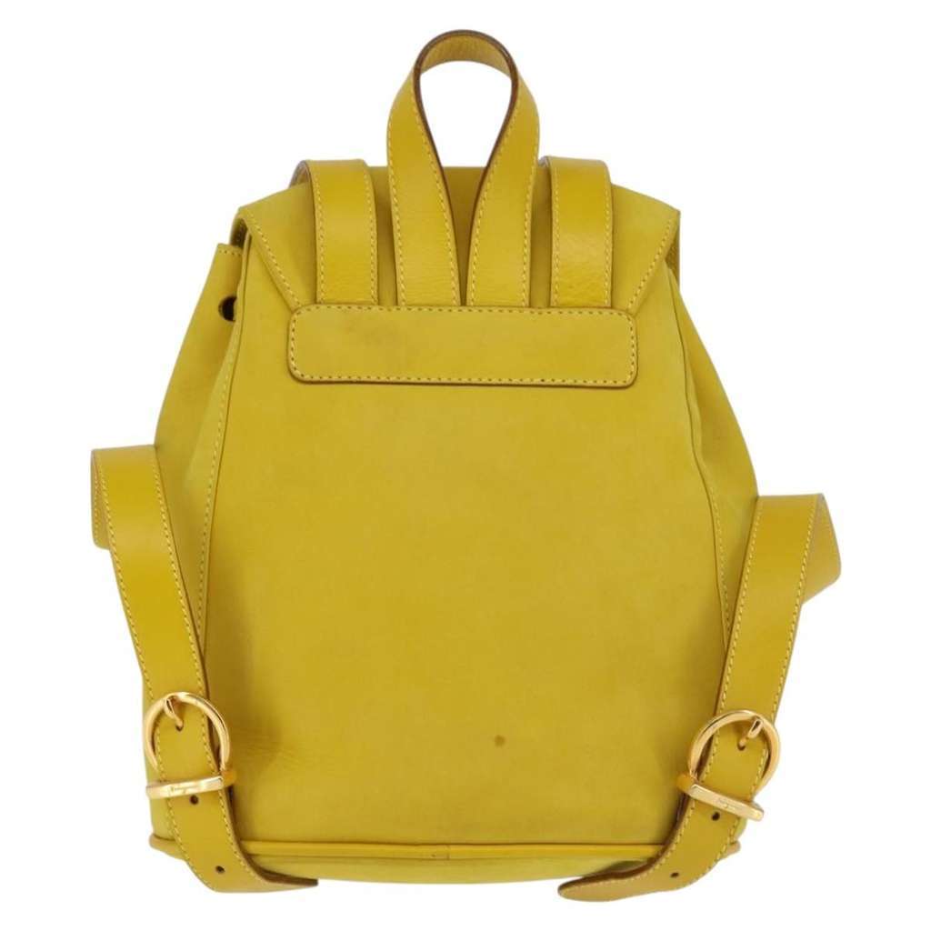 Salvatore Ferragamo Gancini Backpack Yellow Suede Good condition - Back View