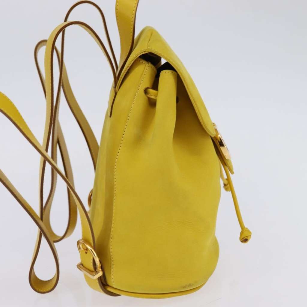Salvatore Ferragamo Gancini Backpack Yellow Suede Good condition - Model View