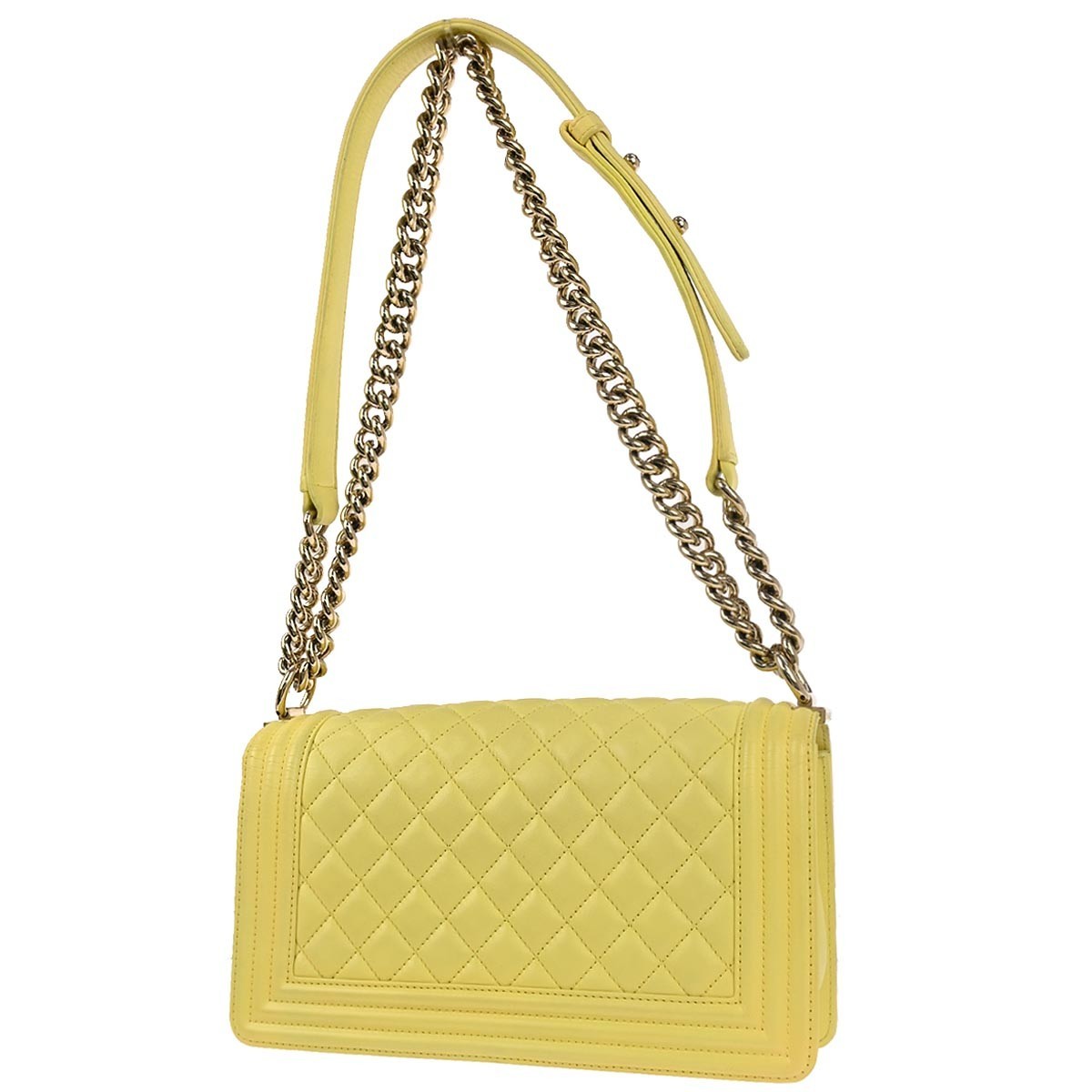 Chanel Boy Flap Bag Yellow Leather Good condition - Back View