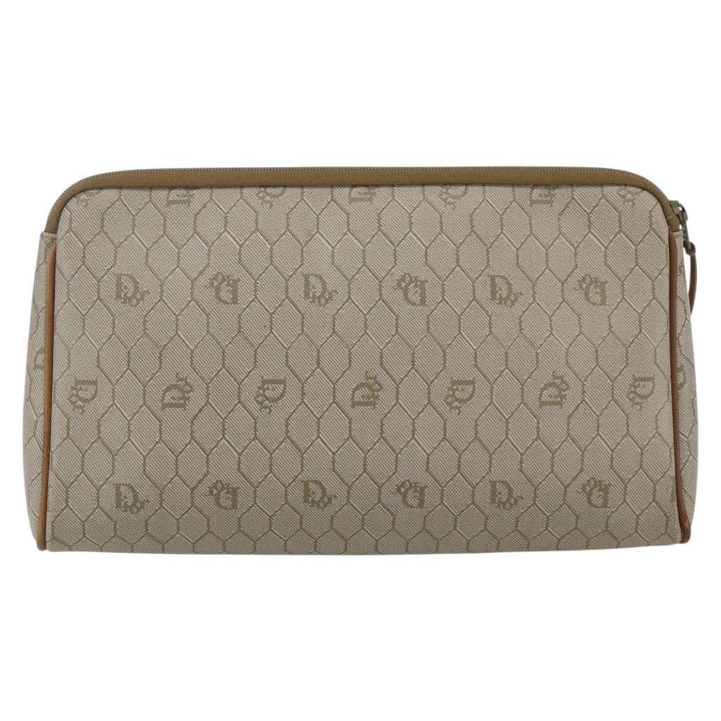 Christian Dior Vintage honeycomb clutch Beige Canvas Good condition - Back View