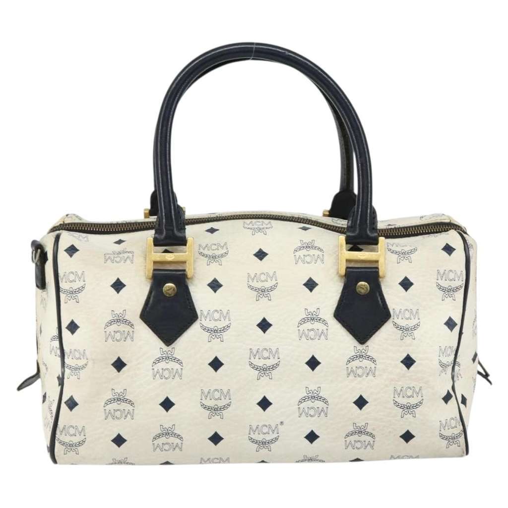 Mcm Visetos logogramme Handbag White Canvas Good condition - Back View