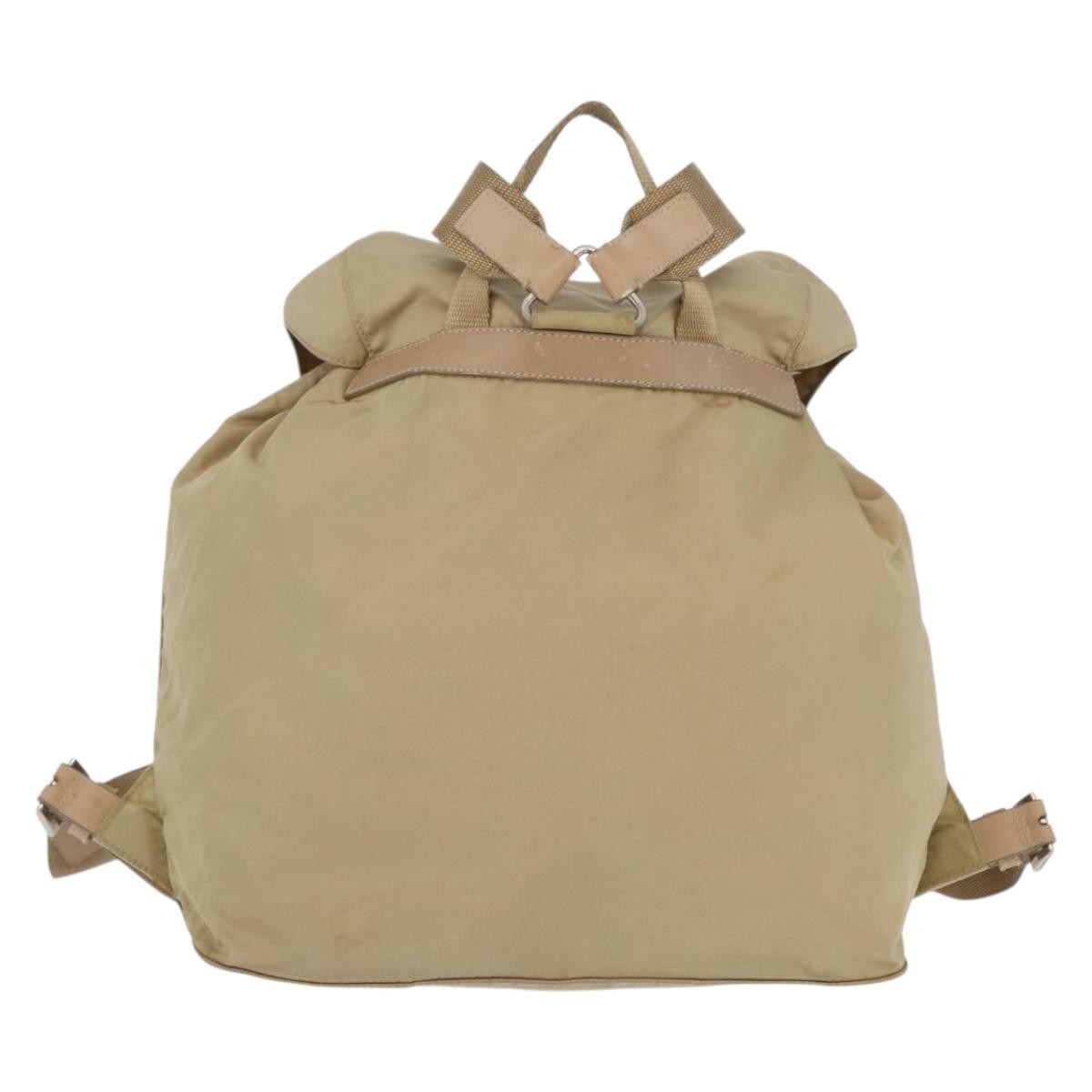 Prada Double Front Pocket Backpack Beige Fair condition - Back View