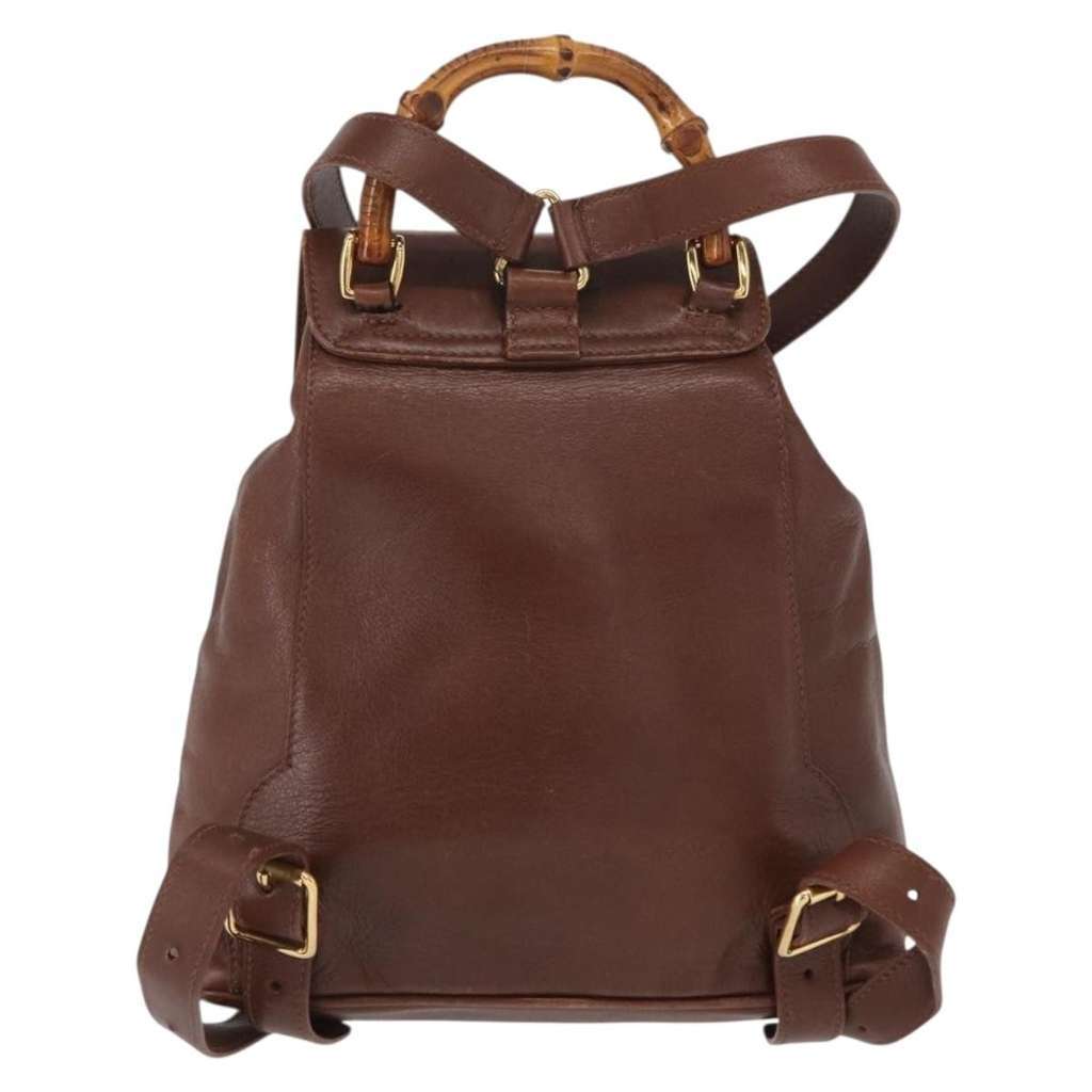 Gucci Vintage Bamboo Backpack Brown Leather Good condition - Back View