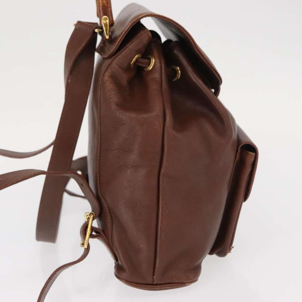 Gucci Vintage Bamboo Backpack Brown Leather Good condition - Model View