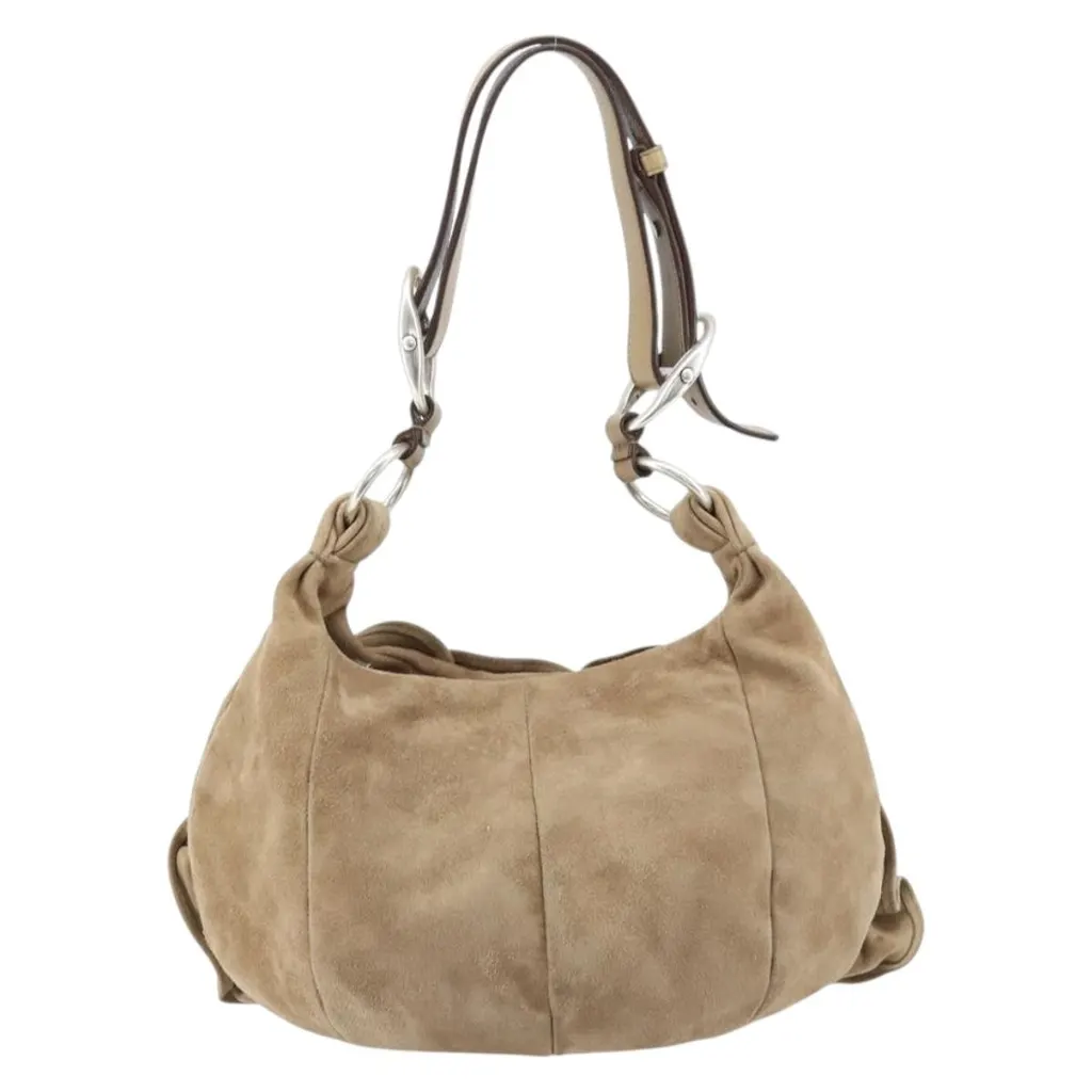 Saint Laurent Vintage Shoulder Bag Beige Suede Good - Back View