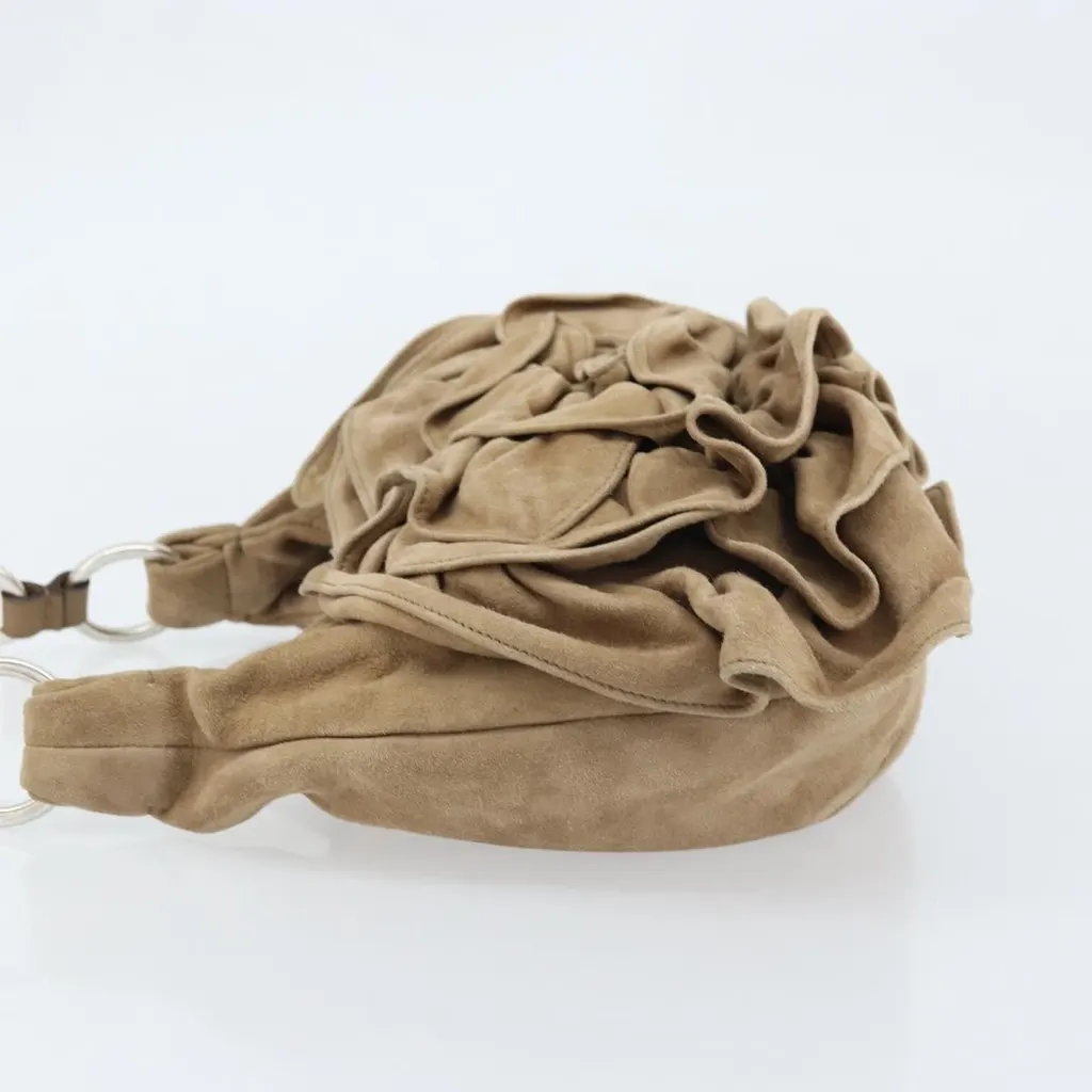 Saint Laurent Vintage Shoulder Bag Beige Suede Good - Model View