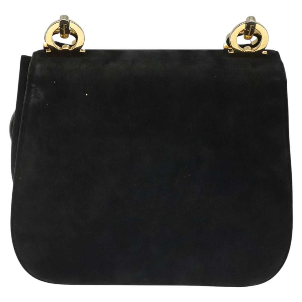 Salvatore Ferragamo Gancini Shoulder Bag Black Suede Good condition - Back View