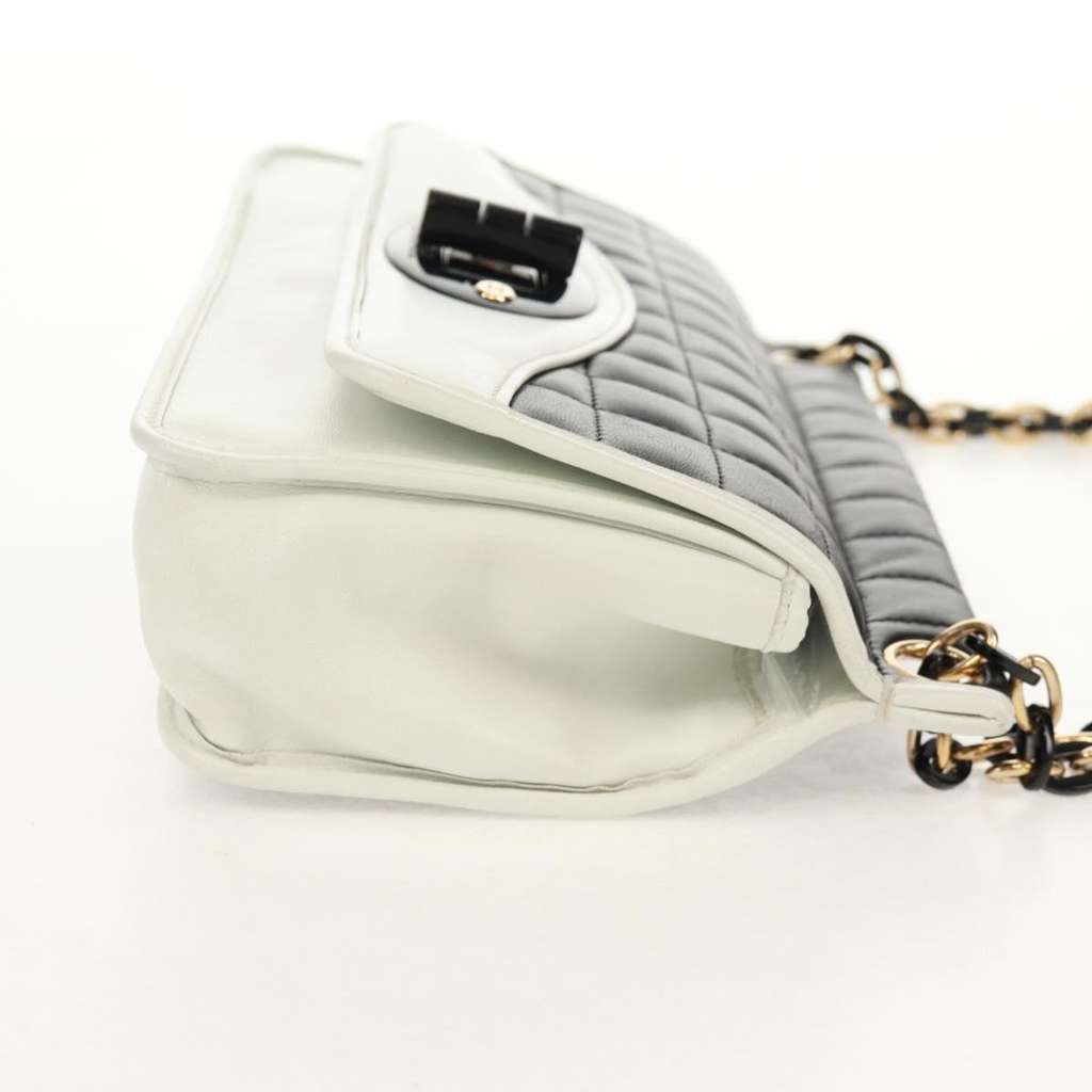 Chanel Chocolate Bar Mademoiselle Shoulder Bag Black Leather Good condition - Model View