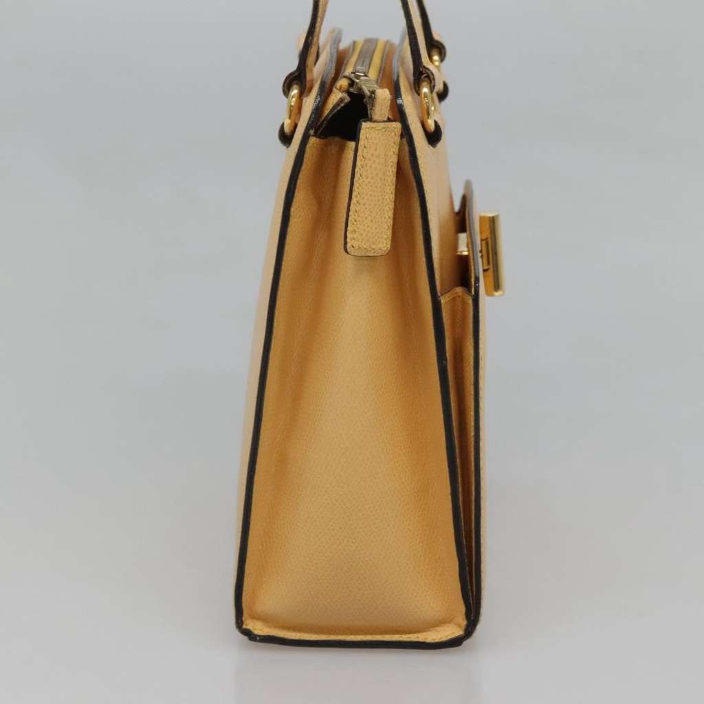 Celine Vintage turn lock shoulder bag Yellow Leather Good condition - Inside View