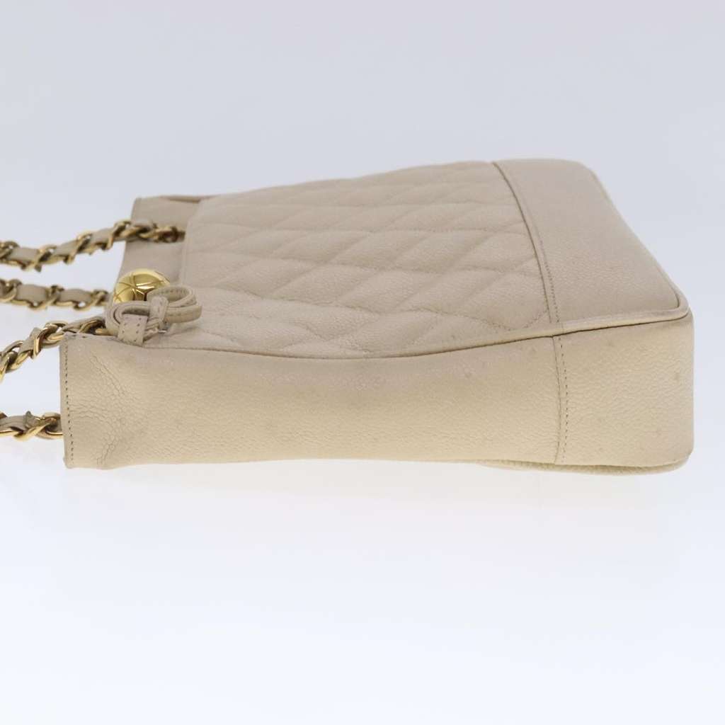 Chanel Vintage Slit Pocket Shoulder Bag Beige Leather Good condition - Inside View