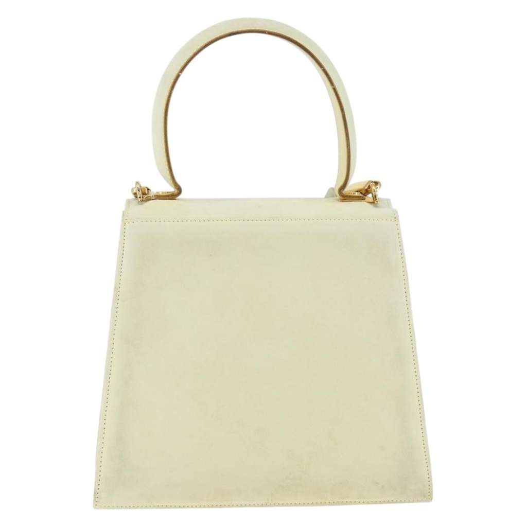 Salvatore Ferragamo Gancini Convertible Top Handle Bag Beige Suede Good condition - Back View