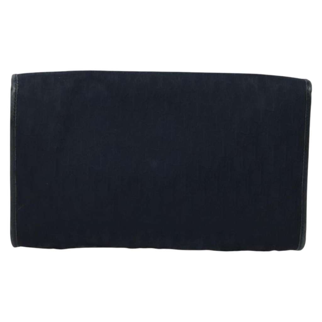 Christian Dior Vintage Chain Flap Shoulder Bag Navy Canvas Good condition - Back View