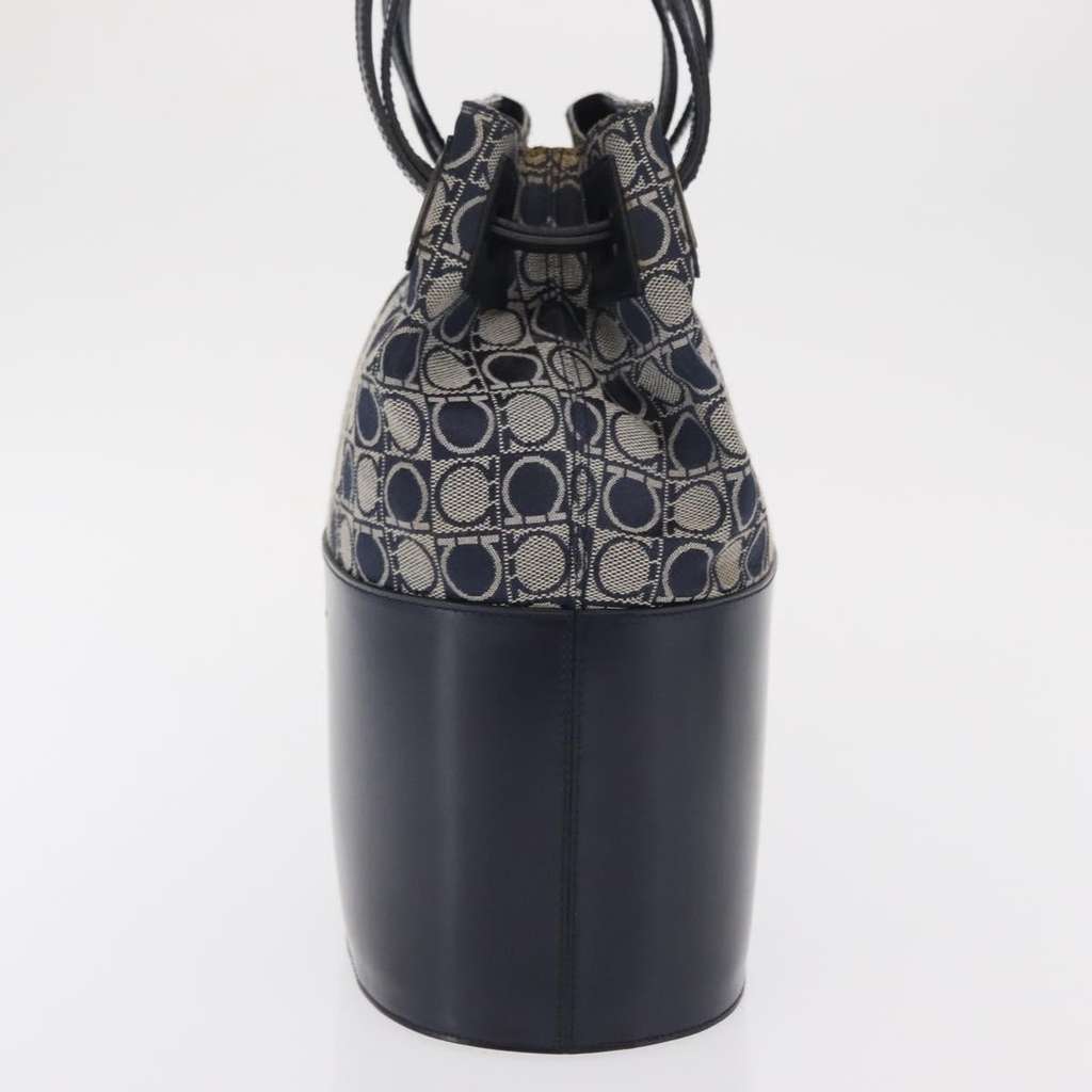 Salvatore Ferragamo Gancini Shoulder Bag Navy Canvas Good condition - Inside View