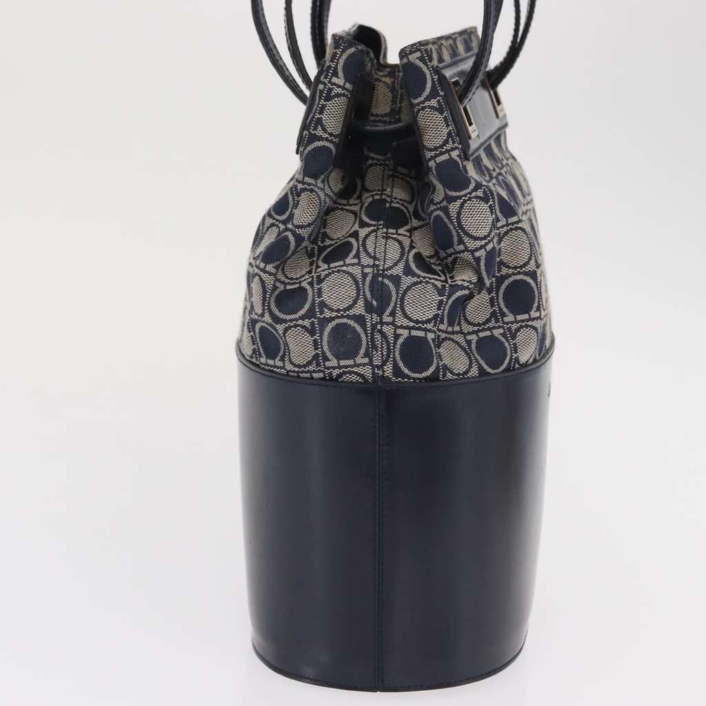 Salvatore Ferragamo Gancini Shoulder Bag Navy Canvas Good condition - Model View