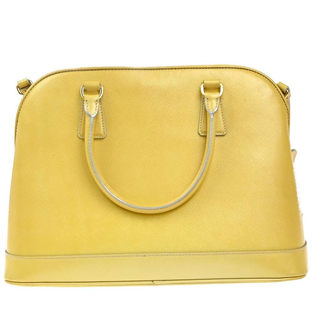 Prada Open Promenade Bag Yellow Leather Good condition - Back View