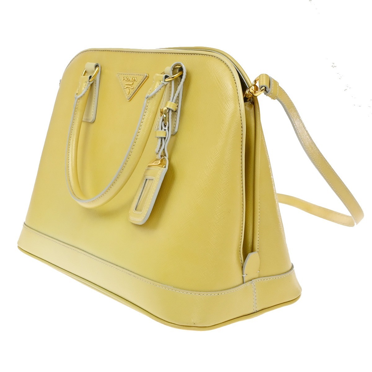 Prada Open Promenade Bag Yellow Leather Good condition - Inside View