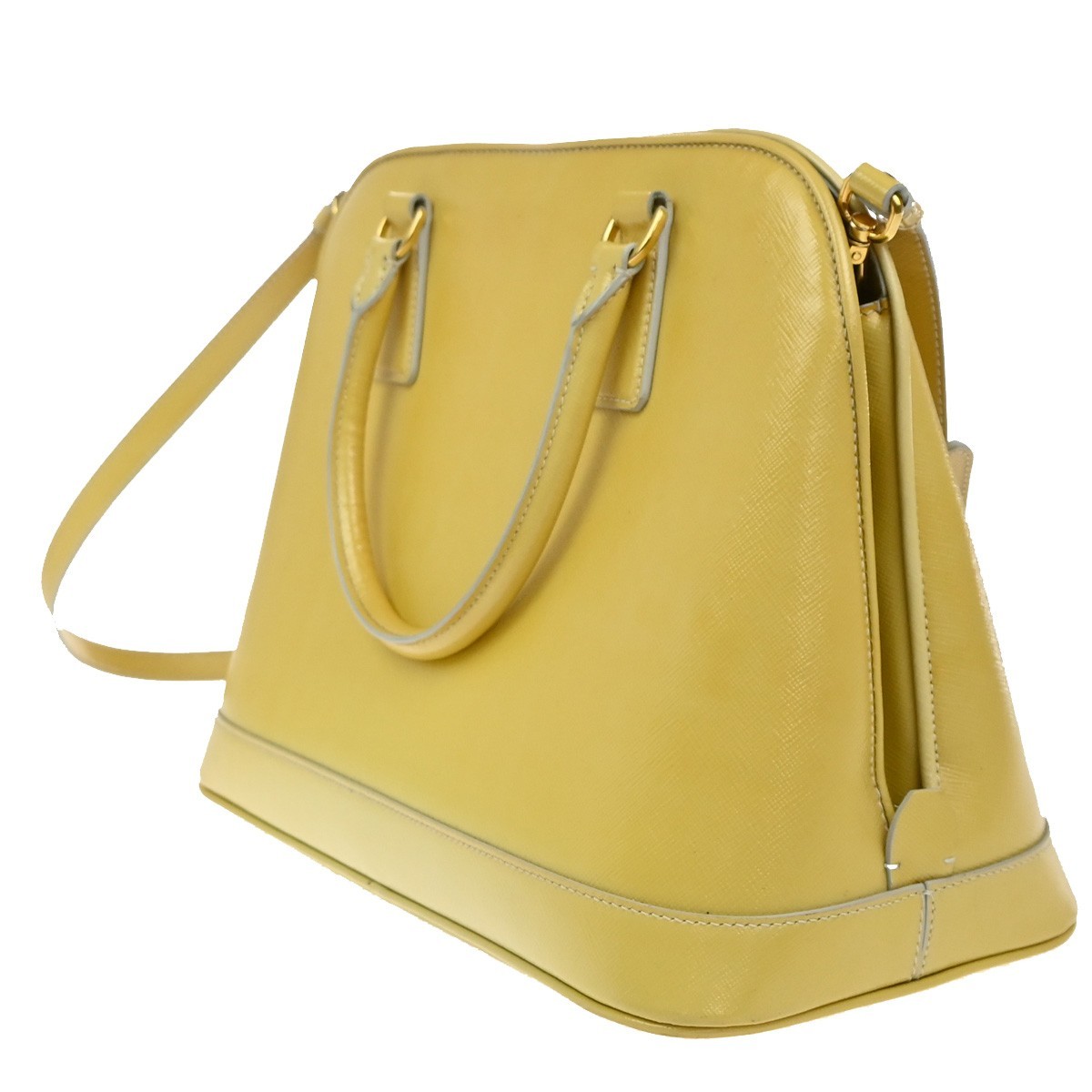 Prada Open Promenade Bag Yellow Leather Good condition - Model View