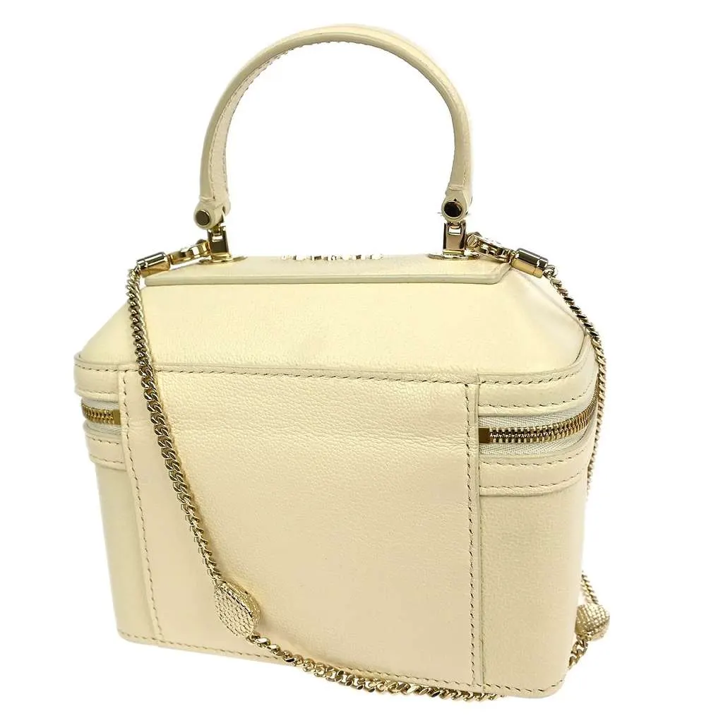 Bvlgari Forever Serpenti Vanity Bag Beige Leather Good - Back View