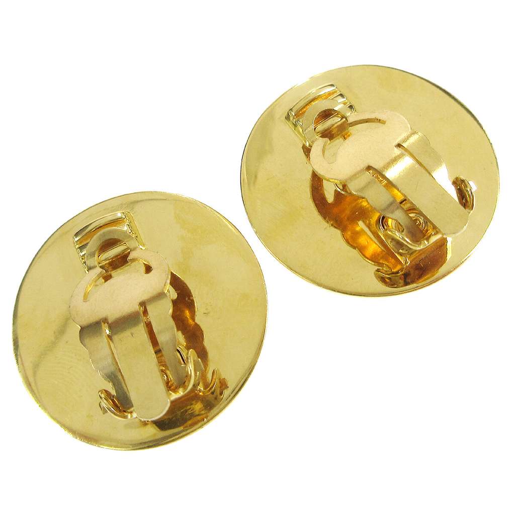 Chanel Round CC Turnlock Clip-On Earrings Gold Good condition - Back View