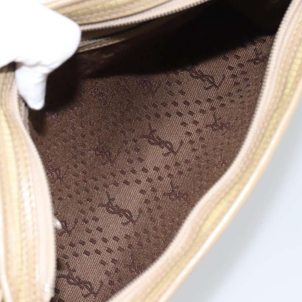 Saint Laurent Zip Pouch Beige Leather Good condition - Box View