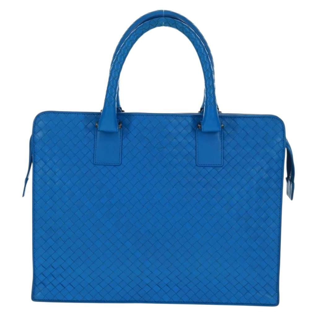 Bottega Veneta Top Zip Briefcase Blue Leather Good condition - Back View