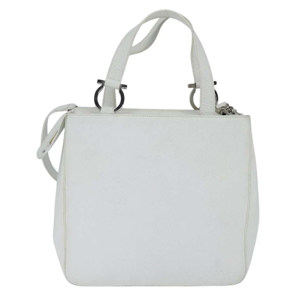 Salvatore Ferragamo Gancini handbag White Leather Good condition - Back View