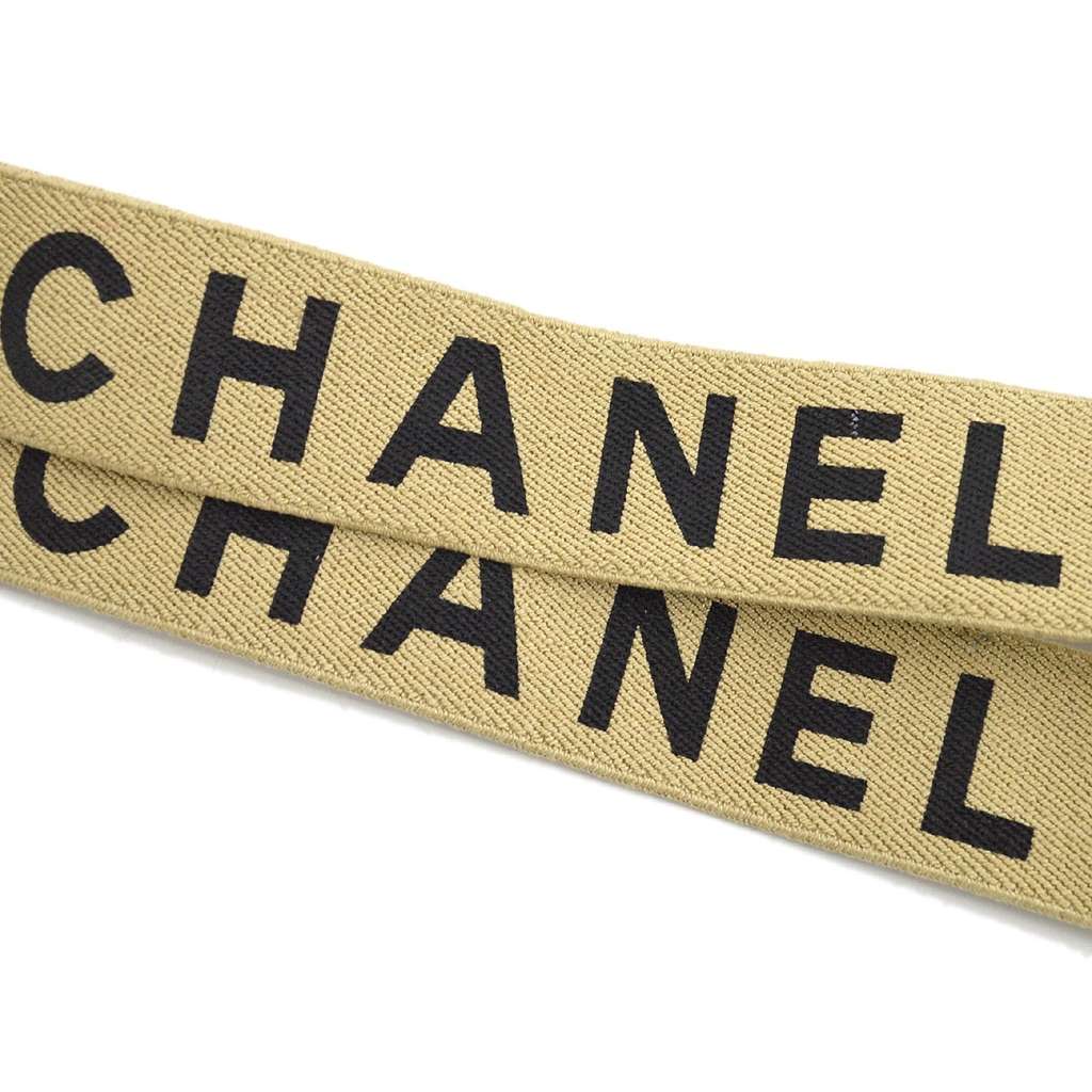 Chanel Logo Suspenders Beige Canvas Good condition - Box View