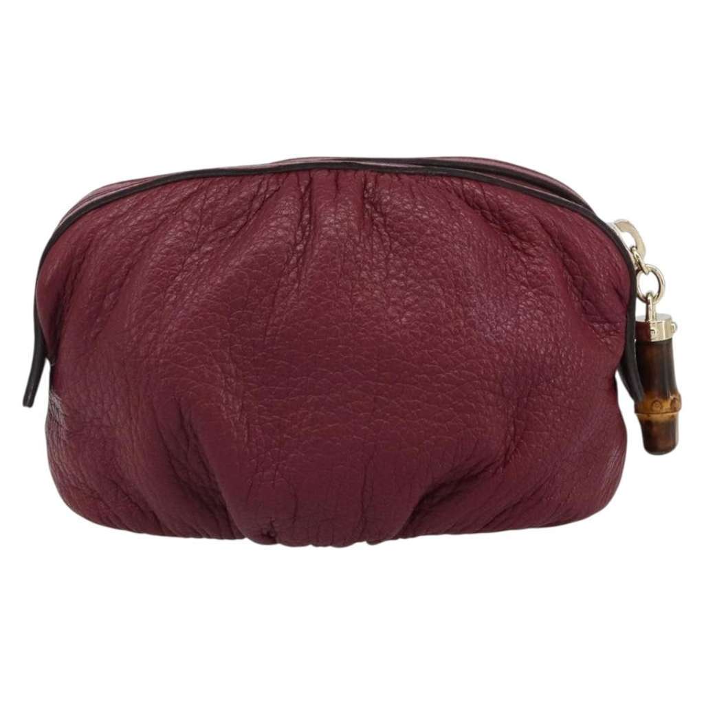 Gucci Bamboo Pouch Purple Leather Good condition - Back View