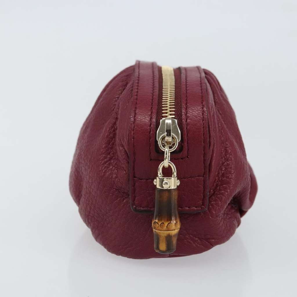 Gucci Bamboo Pouch Purple Leather Good condition - Model View