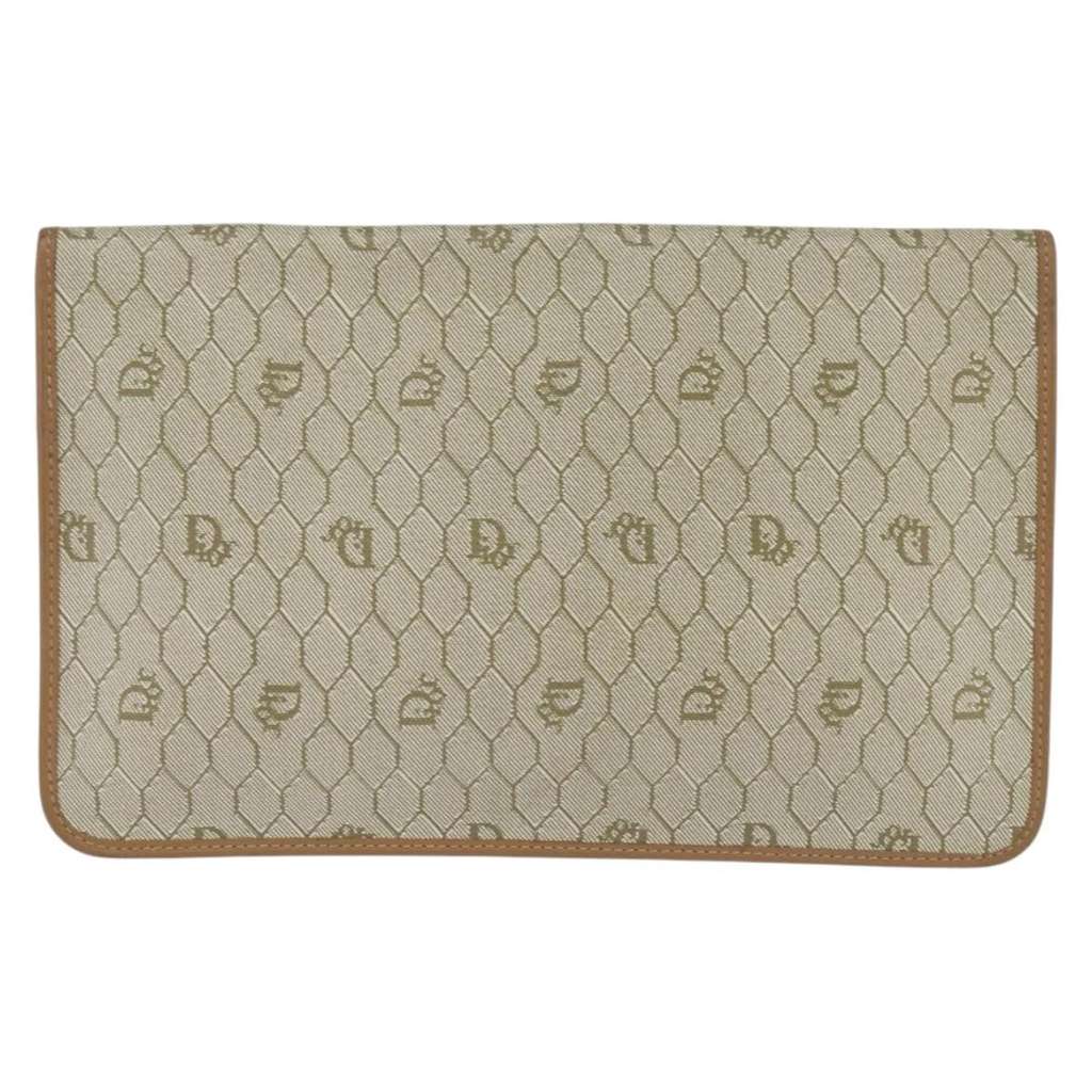 Christian Dior Vintage honeycomb clutch Beige Canvas Good condition - Back View