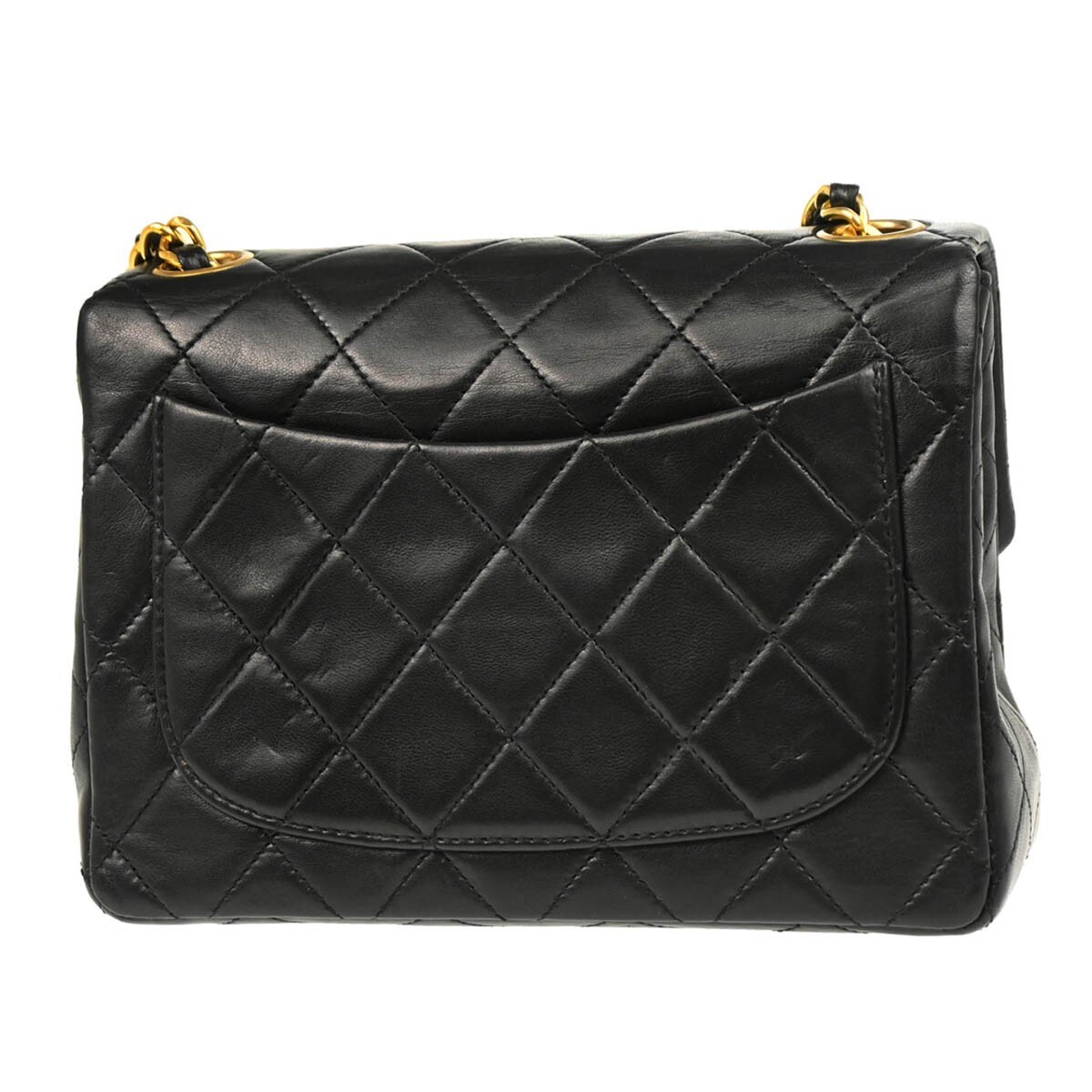 Chanel Vintage Square Classic Single Flap Bag Black Leather Good condition - Back View