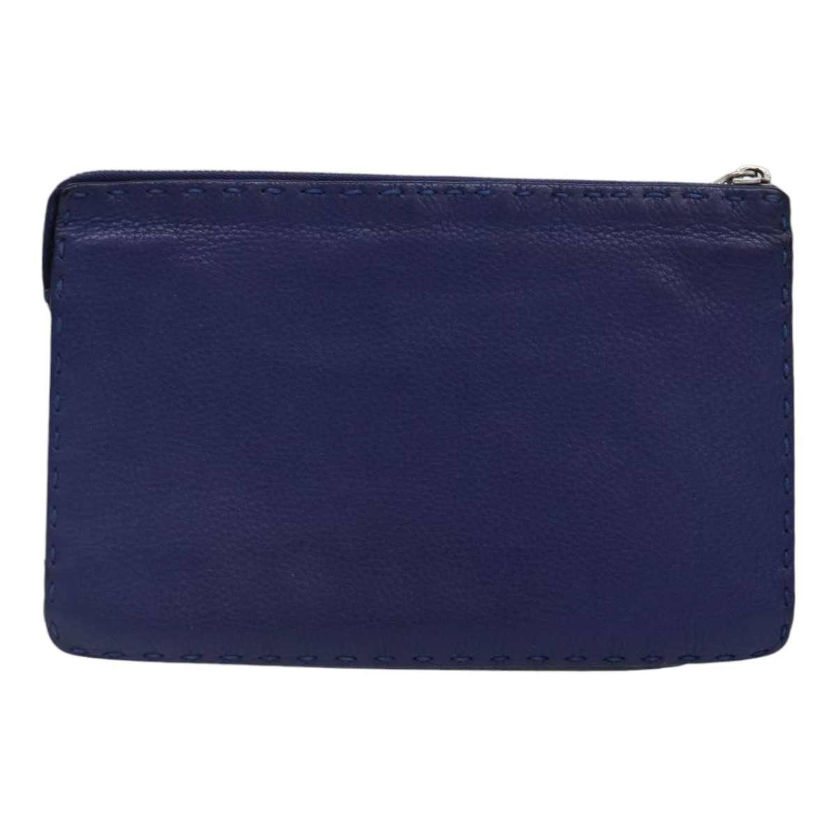 Fendi Selleria Zip Clutch Blue Leather Good condition - Back View