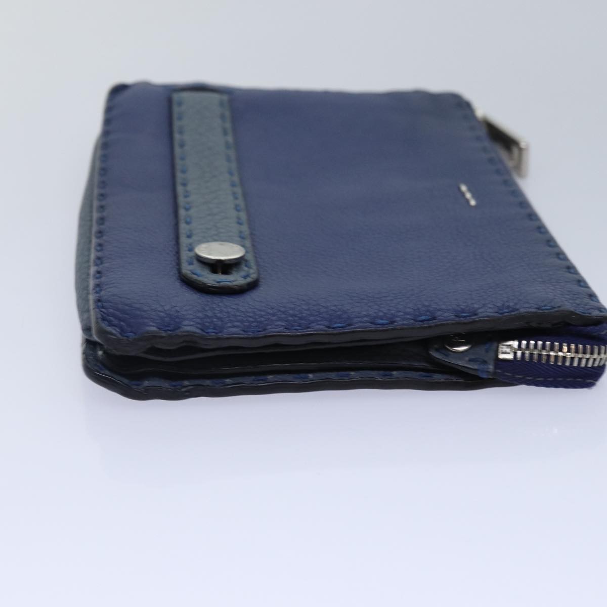 Fendi Selleria Zip Clutch Blue Leather Good condition - Model View