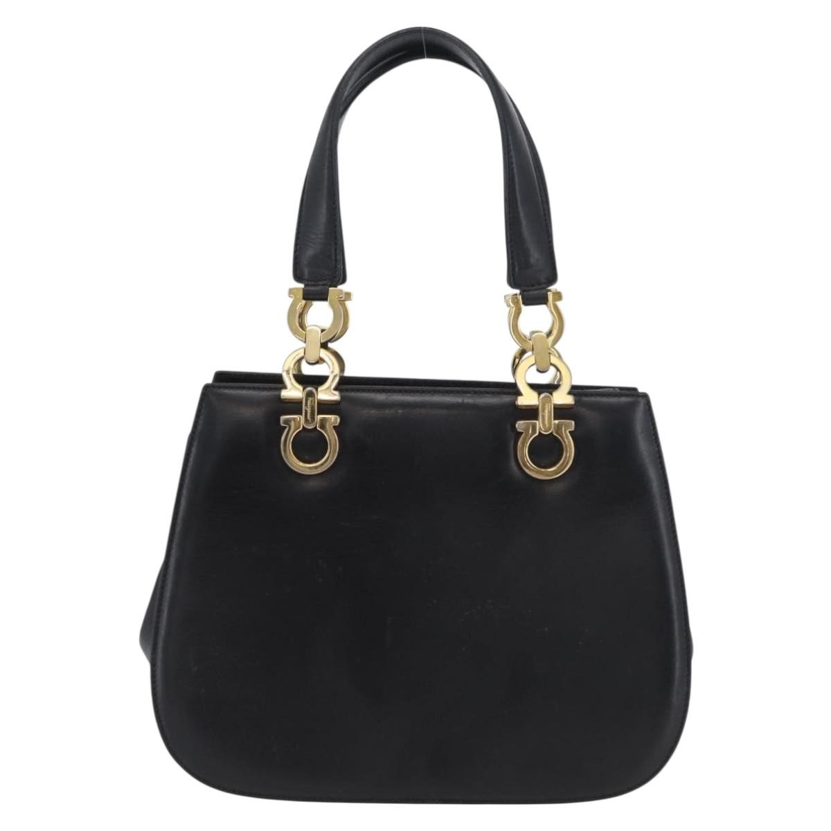 Salvatore Ferragamo Gancini handbag Black Leather Good condition - Back View