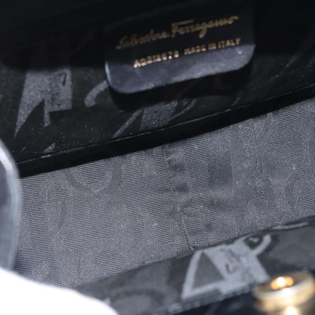 Salvatore Ferragamo Gancini handbag Black Leather Good condition - Box View