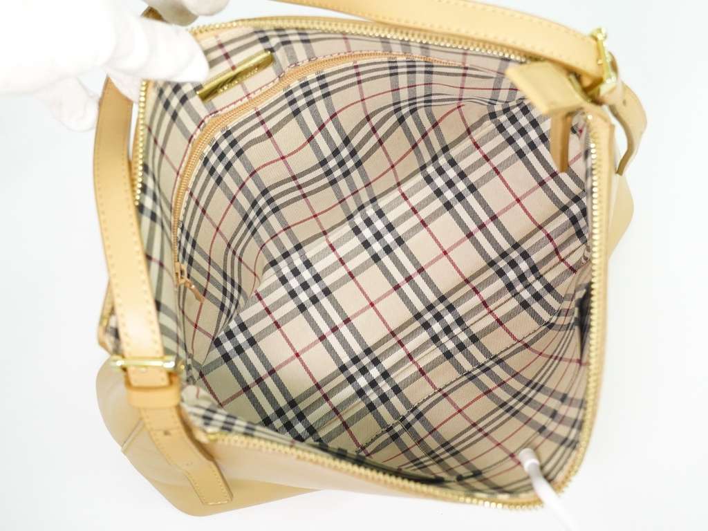 Burberry Nova check Shoulder bag Beige Leather Good condition - Inside View