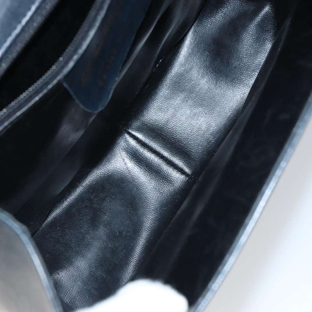 Salvatore Ferragamo Gancini Shoulder Bag Navy Leather Good condition - Box View