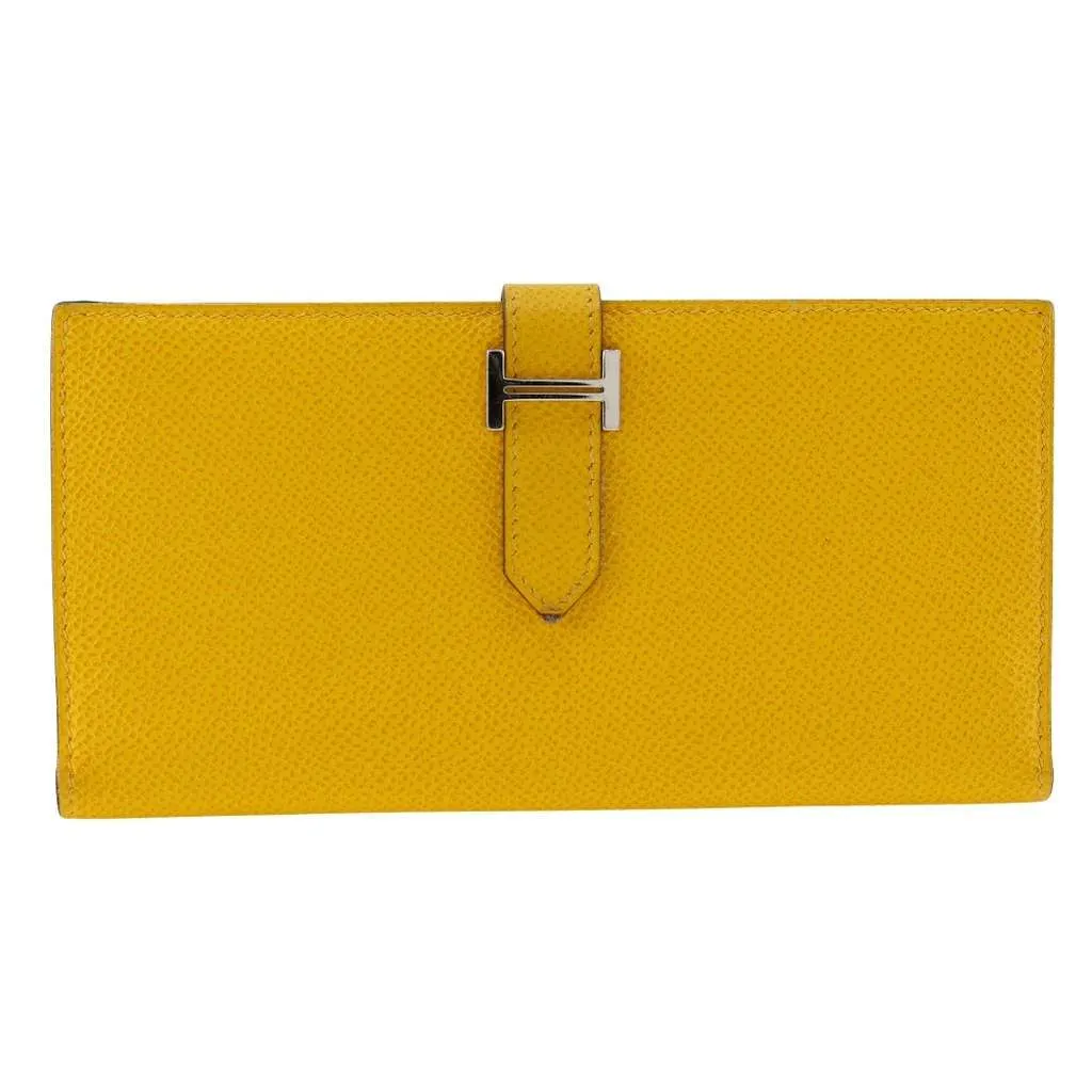 Hermès Bearn Wallet Yellow Leather Good - Front View