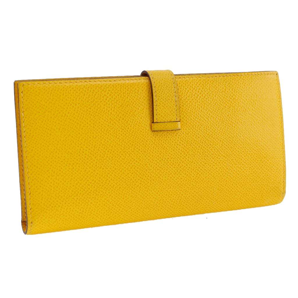 Hermès Bearn Wallet Yellow Leather Good condition - Back View
