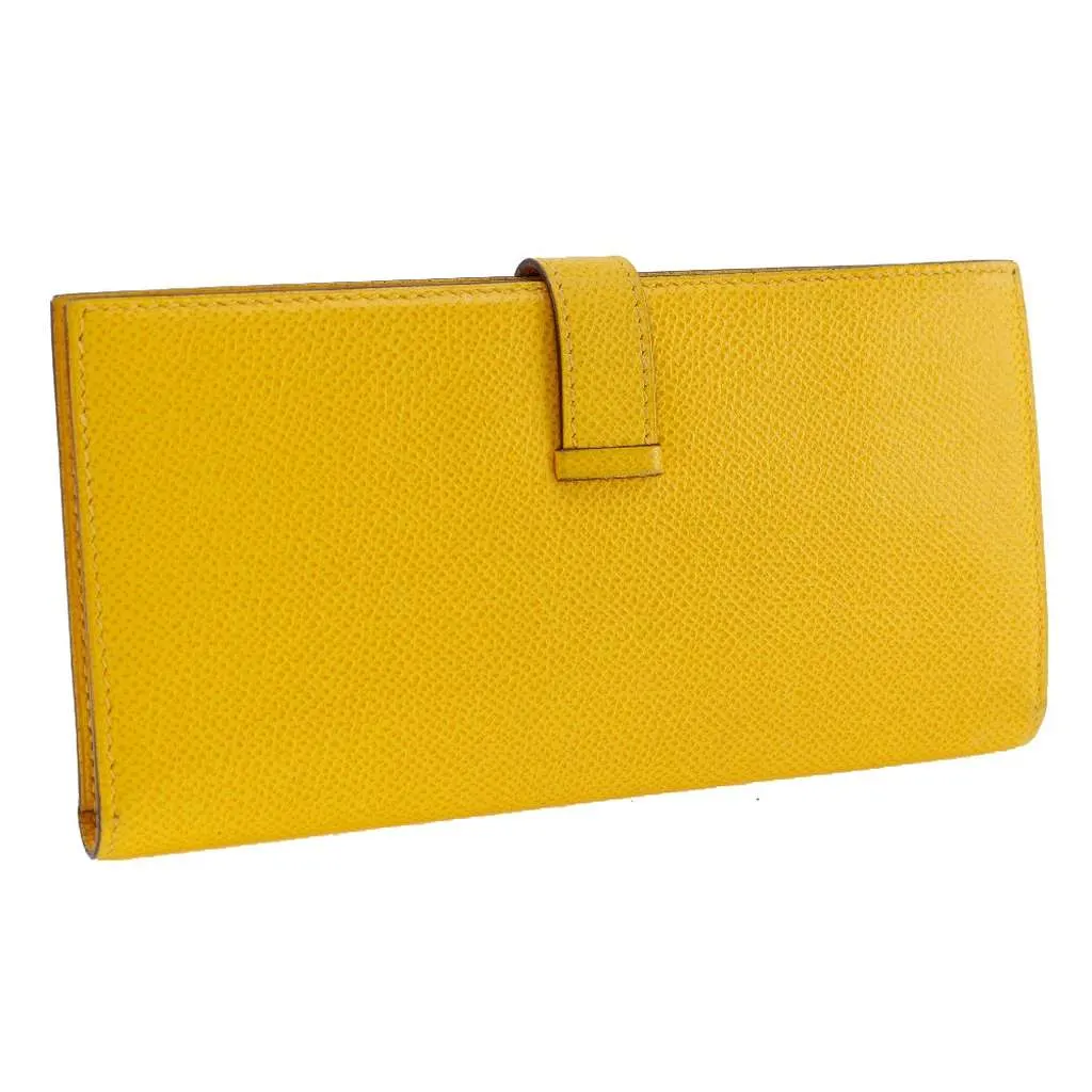 Hermès Bearn Wallet Yellow Leather Good - Back View