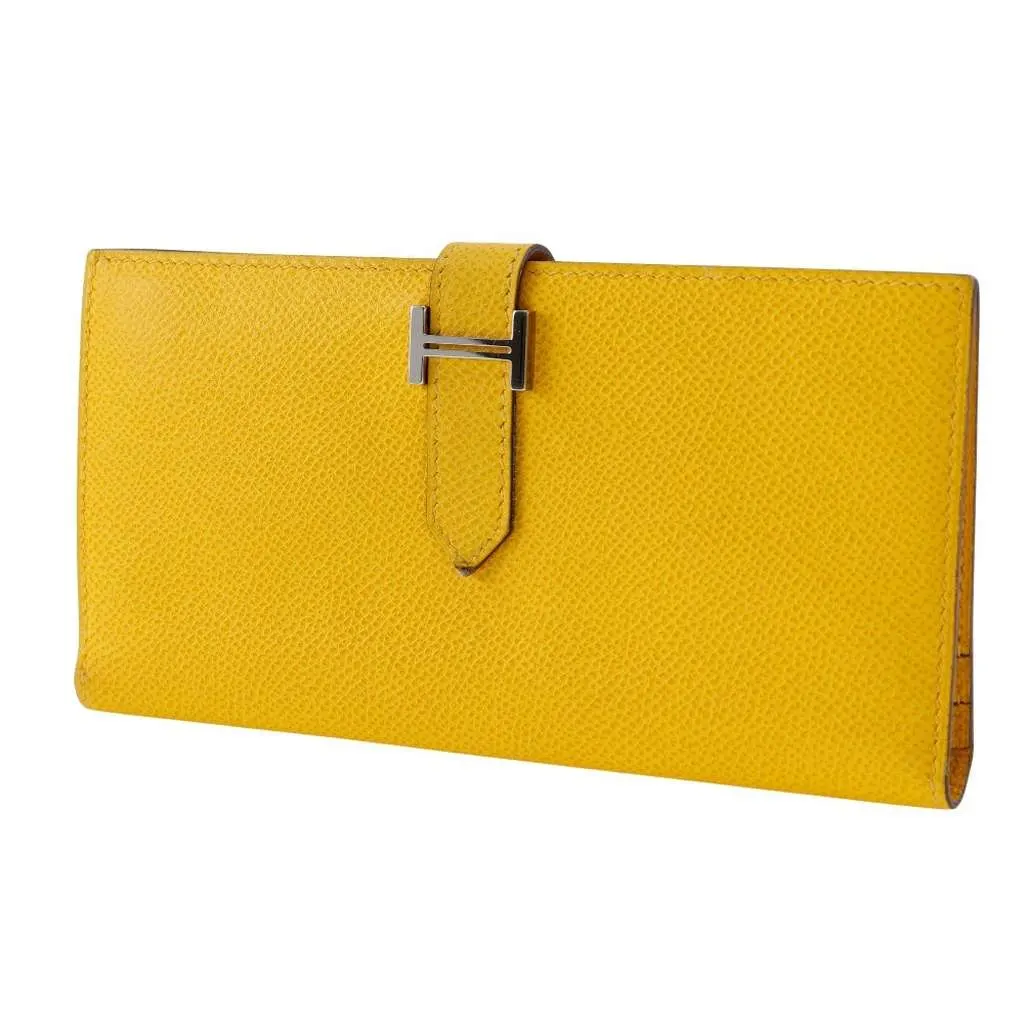 Hermès Bearn Wallet Yellow Leather Good - Inside View