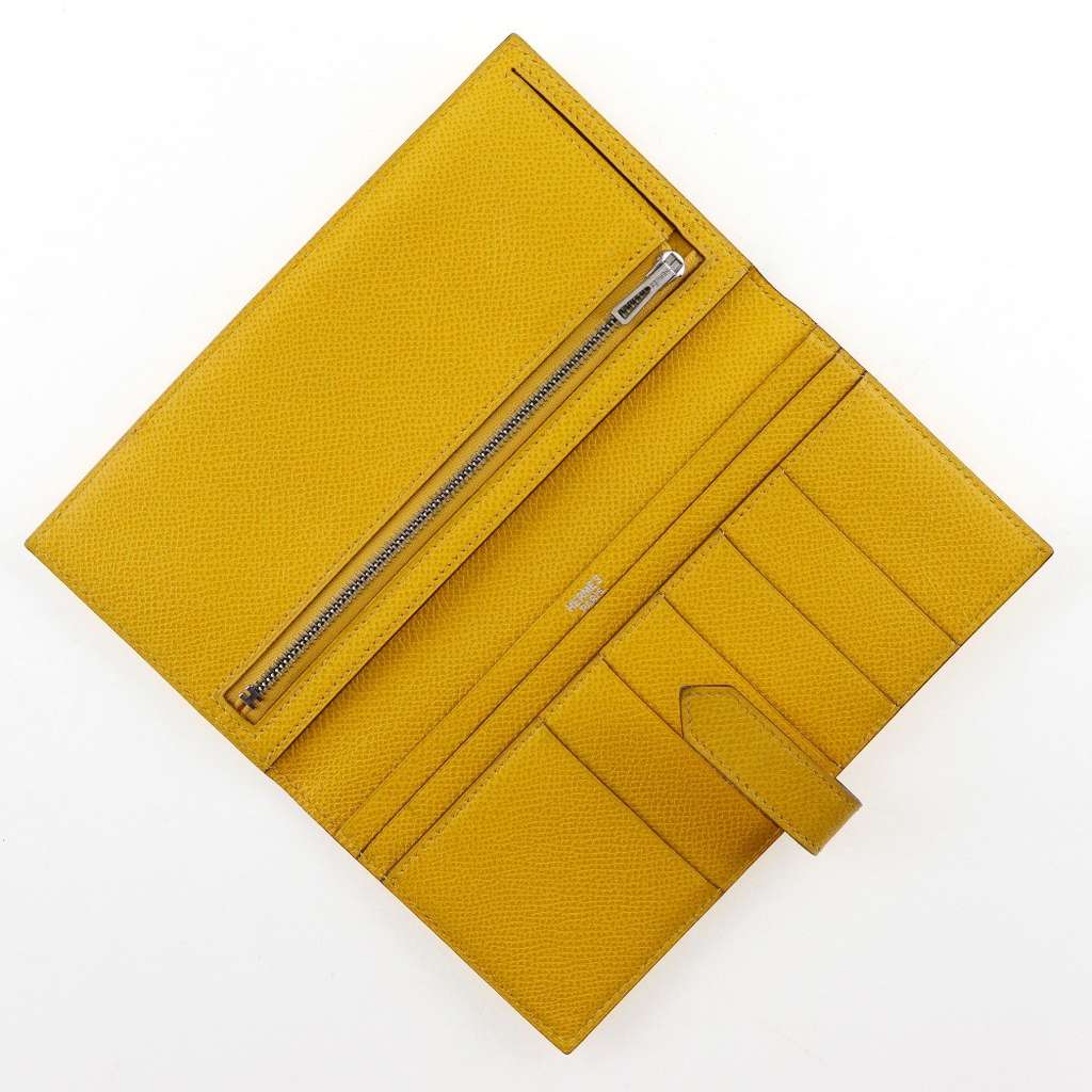 Hermès Bearn Wallet Yellow Leather Good condition - Box View