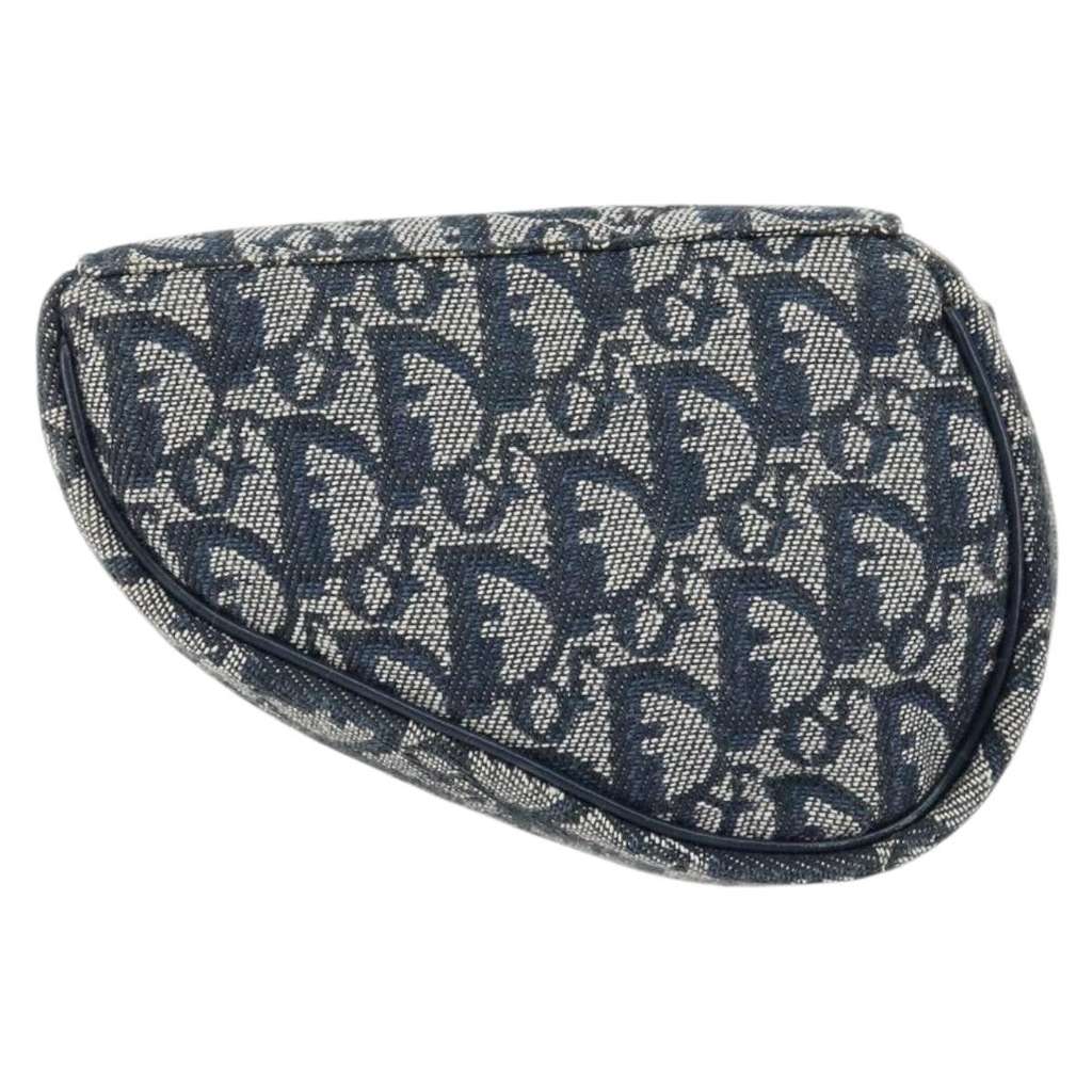 Christian Dior Vintage Saddle Coin Purse Navy Canvas Good condition - Back View