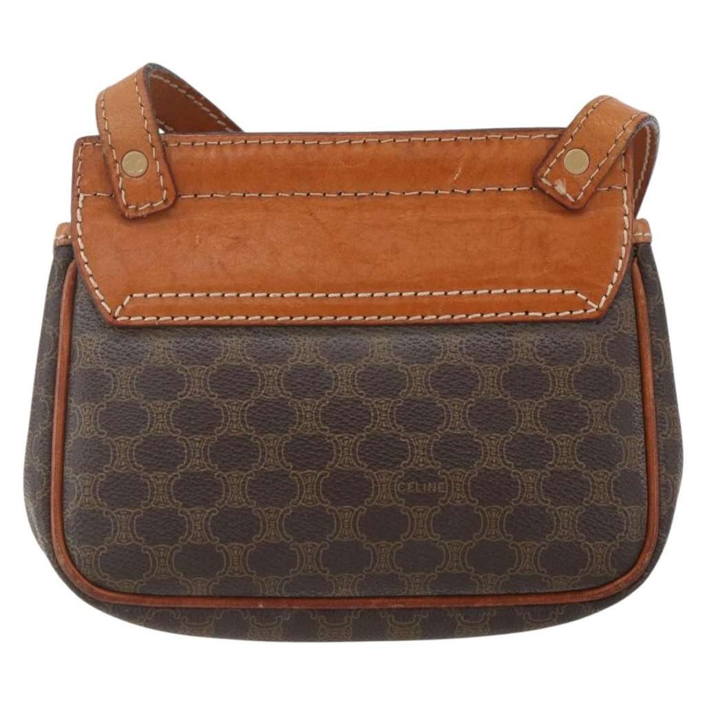 Celine Vintage Macadam Shoulder Bag Brown Canvas Fair condition - Back View