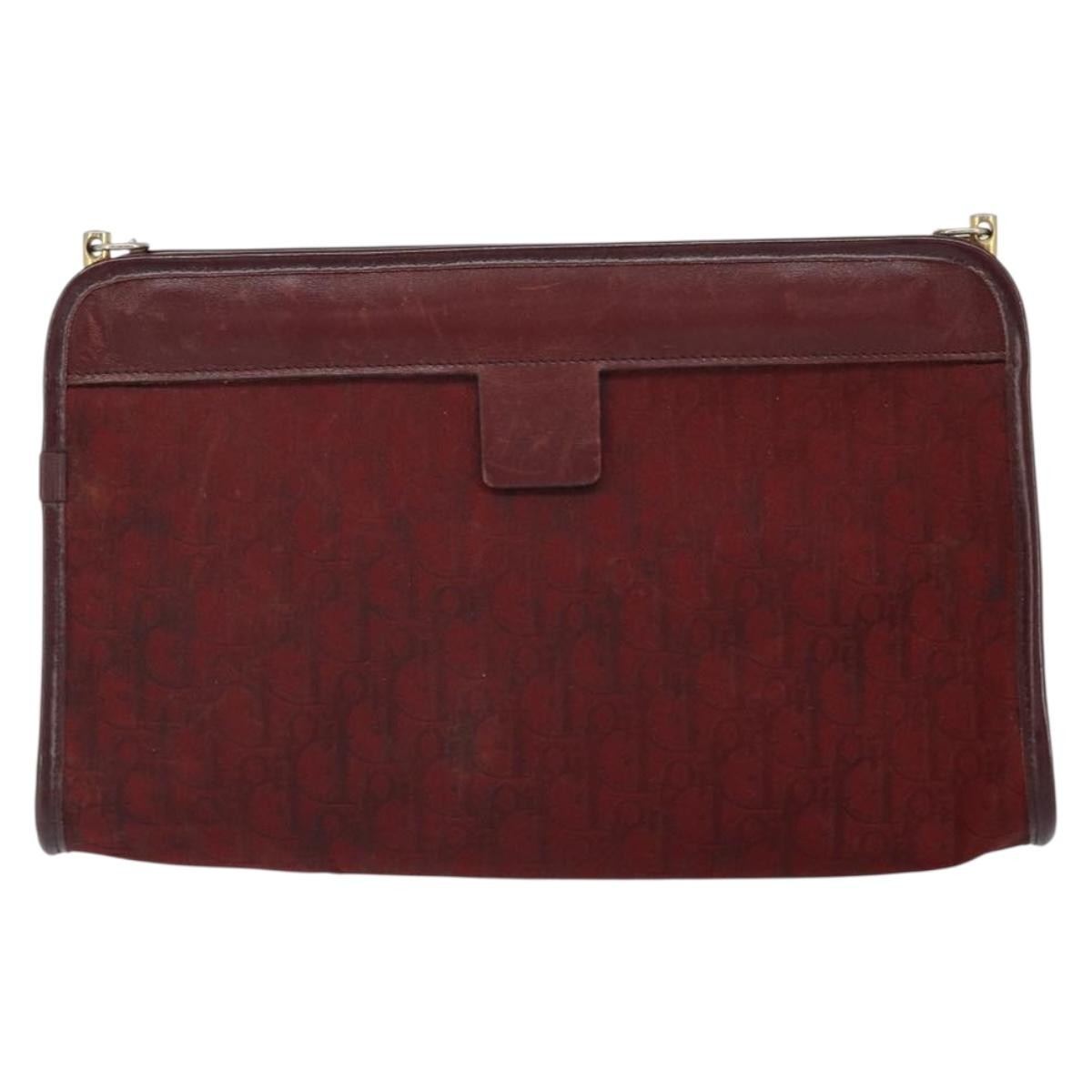 Christian Dior Vintage Trotteur Chain shoulder bag Red Canvas Fair condition - Back View