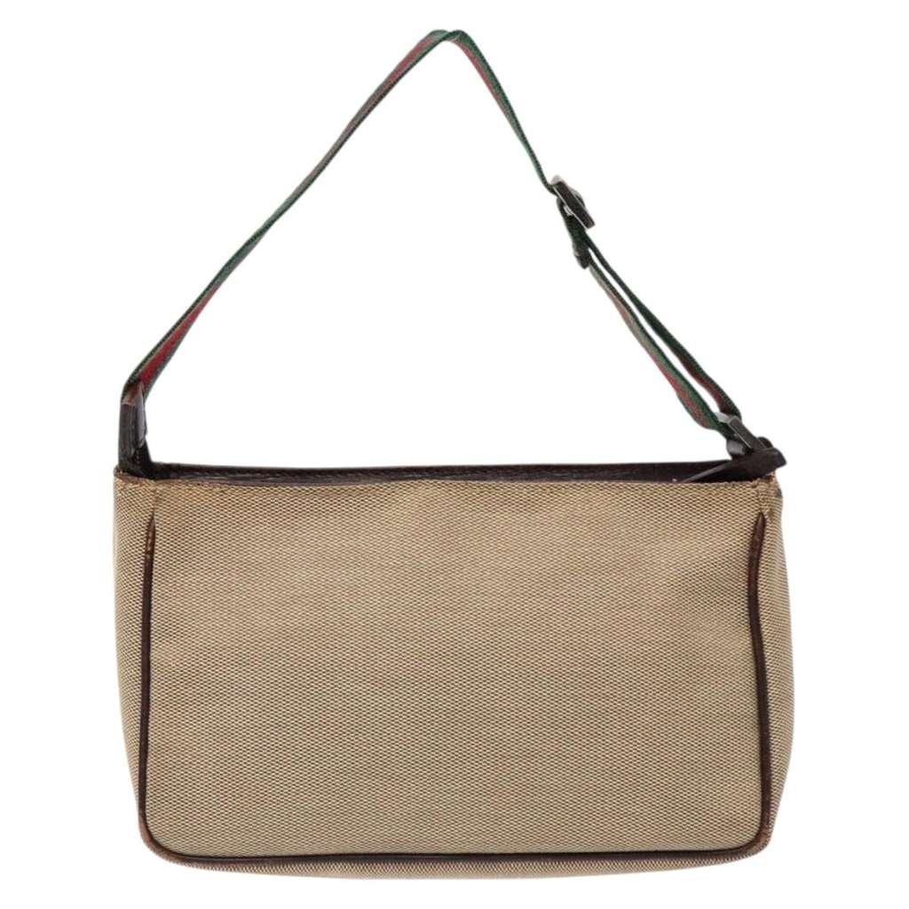 Gucci Sherry line pouch Beige Canvas Good condition - Back View