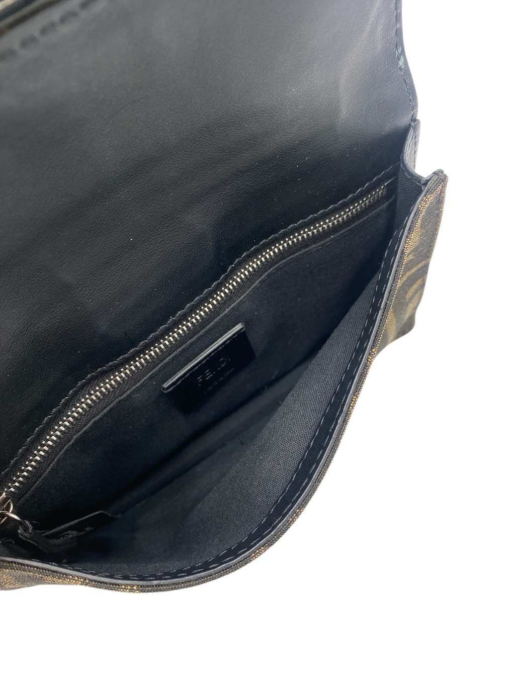 Fendi Flap Crossbody Bag Brown Canvas Good condition - Inside View