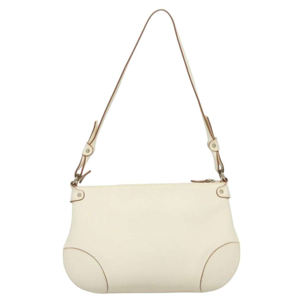 Salvatore Ferragamo Gancini Shoulder Bag White Leather Good condition - Back View